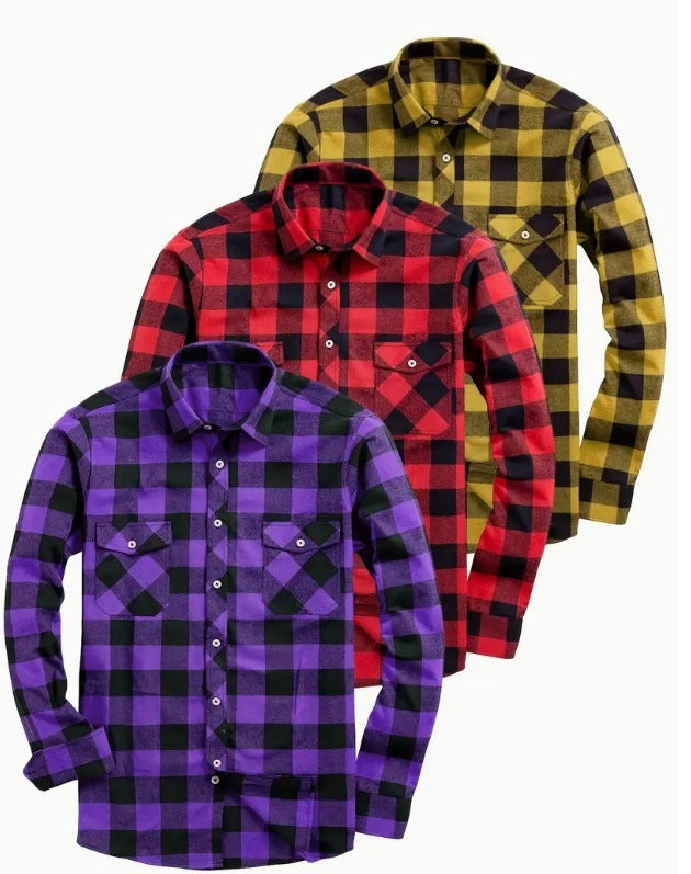 Men's Casual Loose Flannel Plaid Shirt