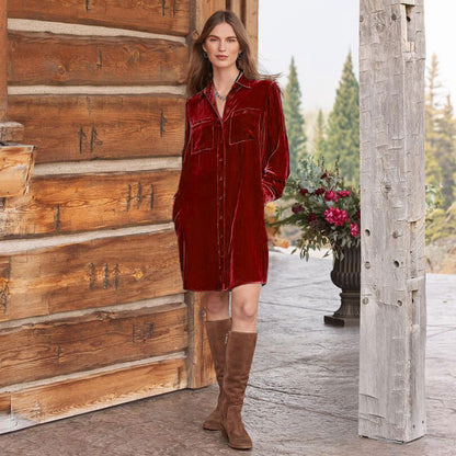 All-matching Loose Casual Velvet Knee-length Long Sleeve Short Dress
