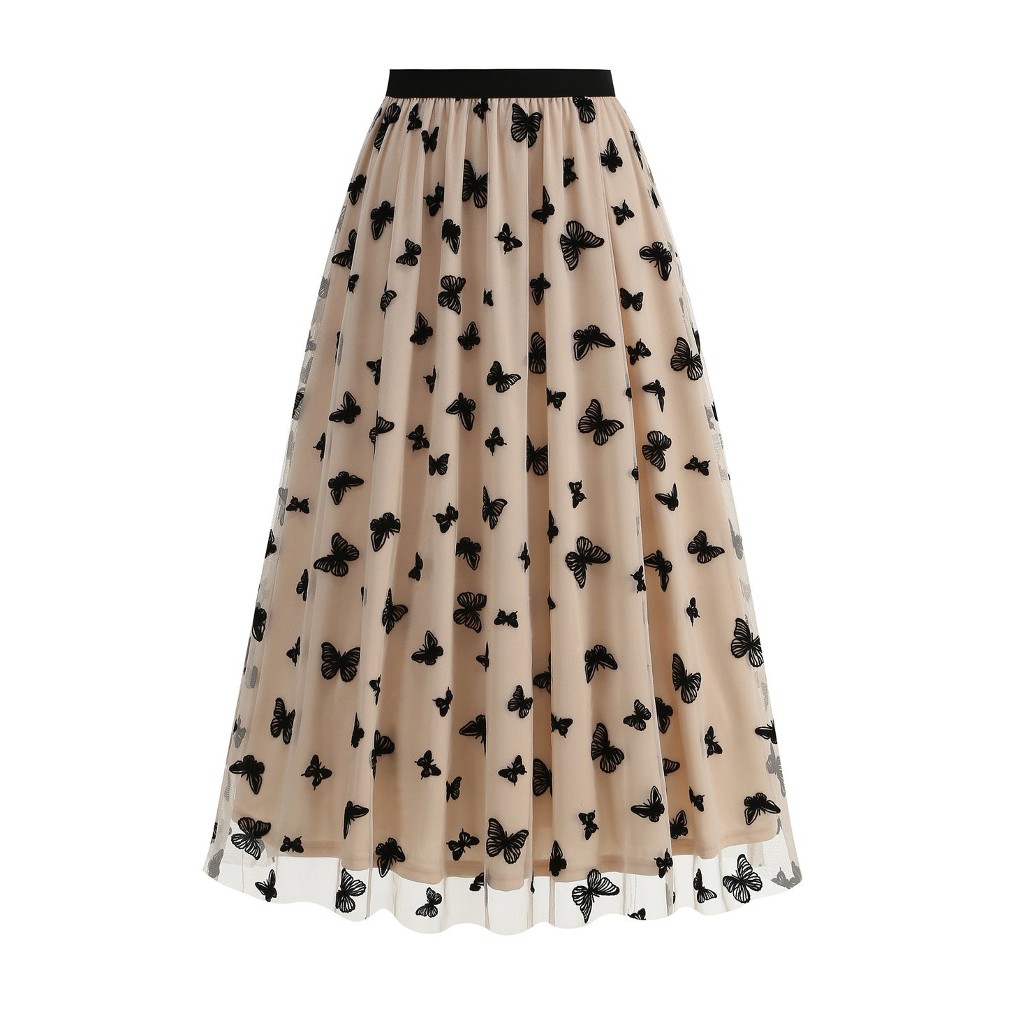 Fashion High Waist Mesh Big Hem Skirt Women