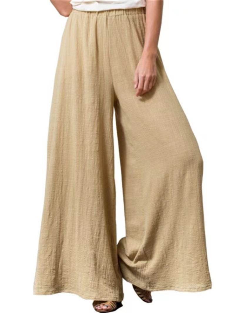 Women's Cotton And Linen Loose Wide-leg Pants Oversized Casual Trousers - G-daat