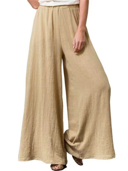 Women's Cotton And Linen Loose Wide-leg Pants Oversized Casual Trousers - G-daat