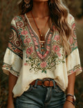 Women's Bohemian Retro Floral T-Shirt