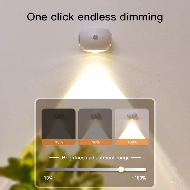 Adjustable Angle Human Sensing Light, Wireless Sunset Light, Indoor Spotlight, Corridor, Living Room Wall Light, Rechargeable And Installed Dry Battery - G-daat