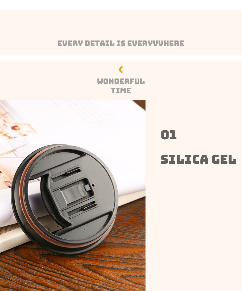 Silica gel seal for container lid on a wooden surface with text overlay