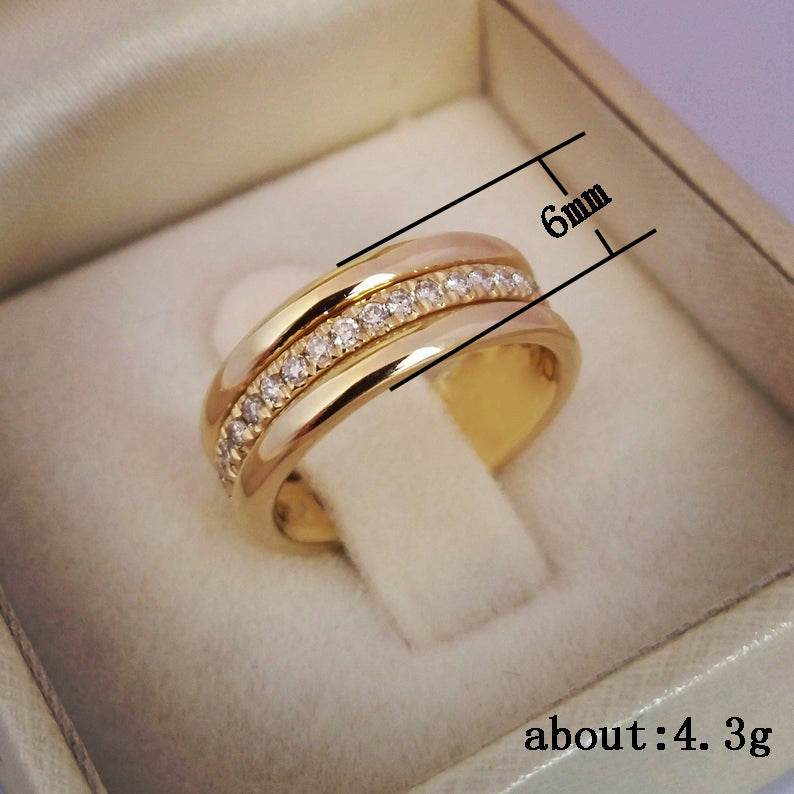 Simple Golden Sliver Rhinestones Ring Copper Plated RIngs Fashion Jewellery - G-daat