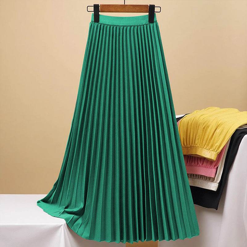 Women's Solid Color Fashion Pleated High Waist Pleated Skirt - G-daat