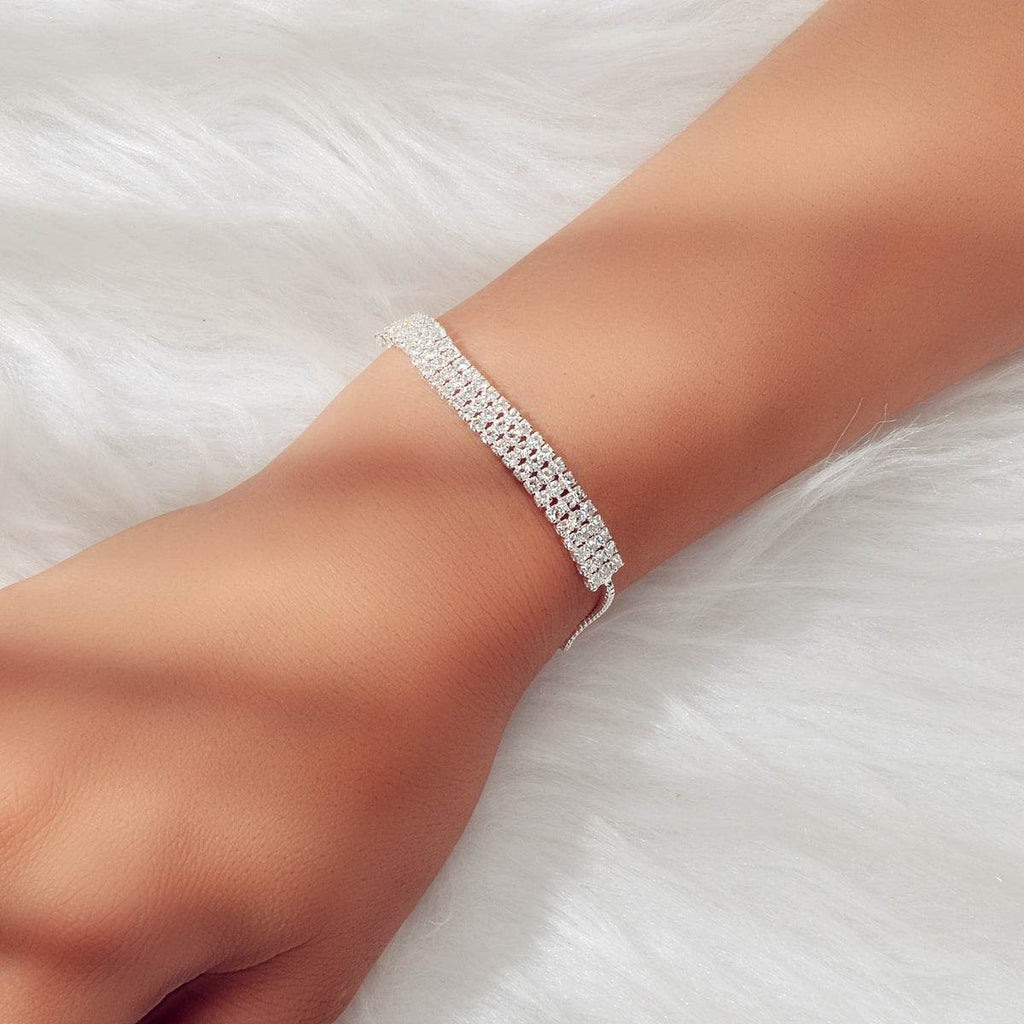Classic Brilliant Rhinestone Adjustable Slider Tennis Bracelet Party Jewellery - G-daat