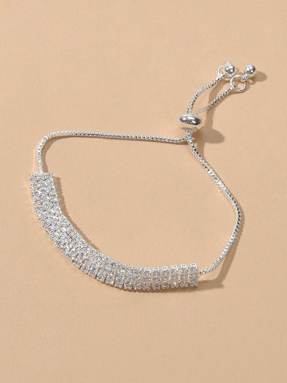 Classic Brilliant Rhinestone Adjustable Slider Tennis Bracelet Party Jewellery - G-daat