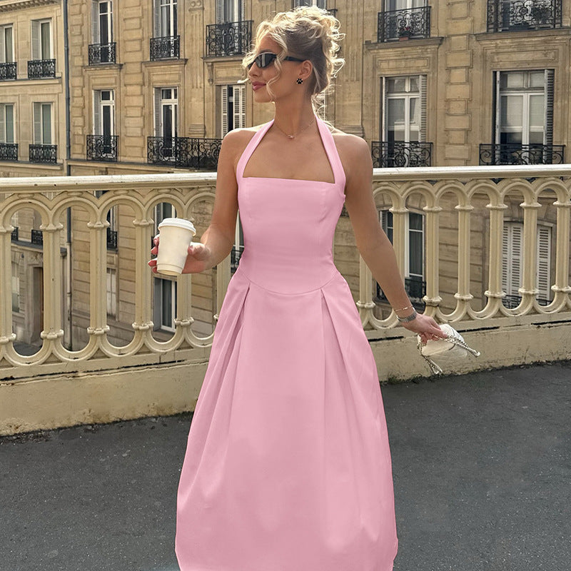 Women's Fashion Sexy Temperament High Waist Halter Tube Top Dress