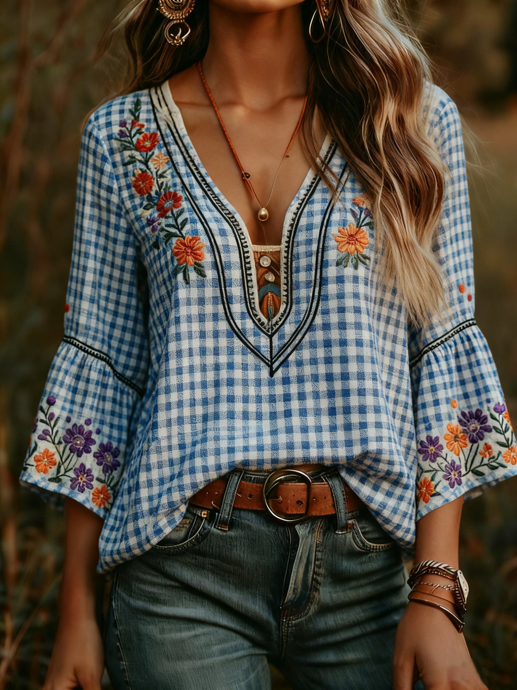 Women's Bohemian Retro Floral T-Shirt