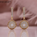 Full Diamond Round Earrings Champagne Gold Plated