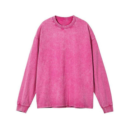 American Retro Double Yarn Cotton Worn Looking Washed-out T-shirt Top - G-daat