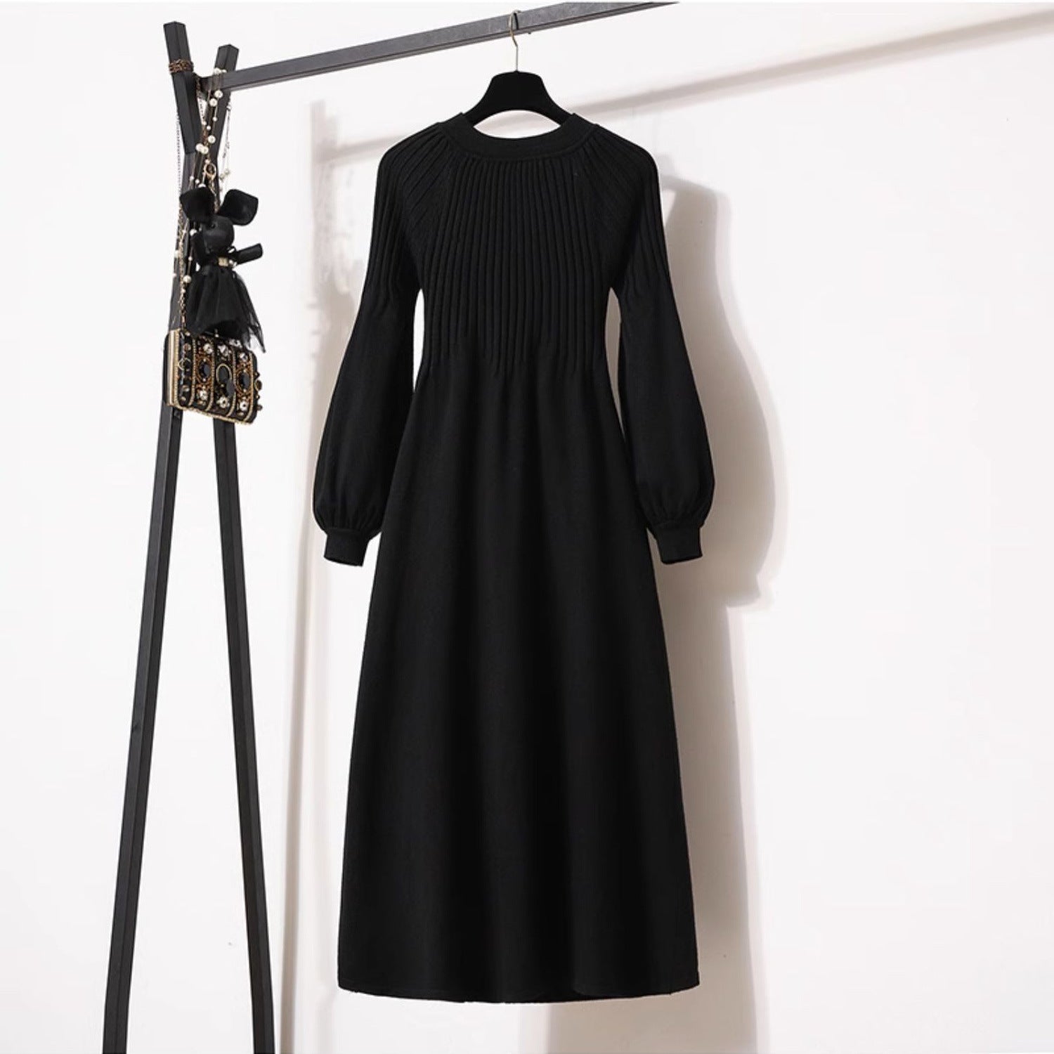 Loose Western Style Versatile Below The Knee Long Style Long Sleeve Dress