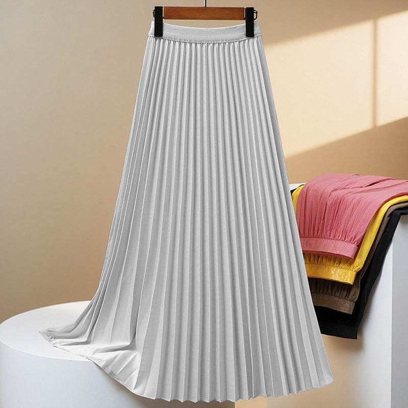 Women's Solid Color Fashion Pleated High Waist Pleated Skirt - G-daat