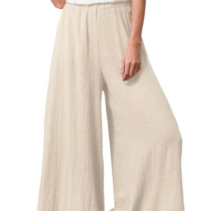 Women's Cotton And Linen Loose Wide-leg Pants Oversized Casual Trousers - G-daat