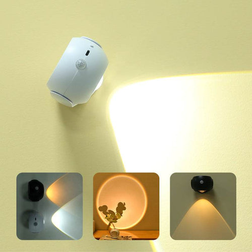 Adjustable Angle Human Sensing Light, Wireless Sunset Light, Indoor Spotlight, Corridor, Living Room Wall Light, Rechargeable And Installed Dry Battery - G-daat