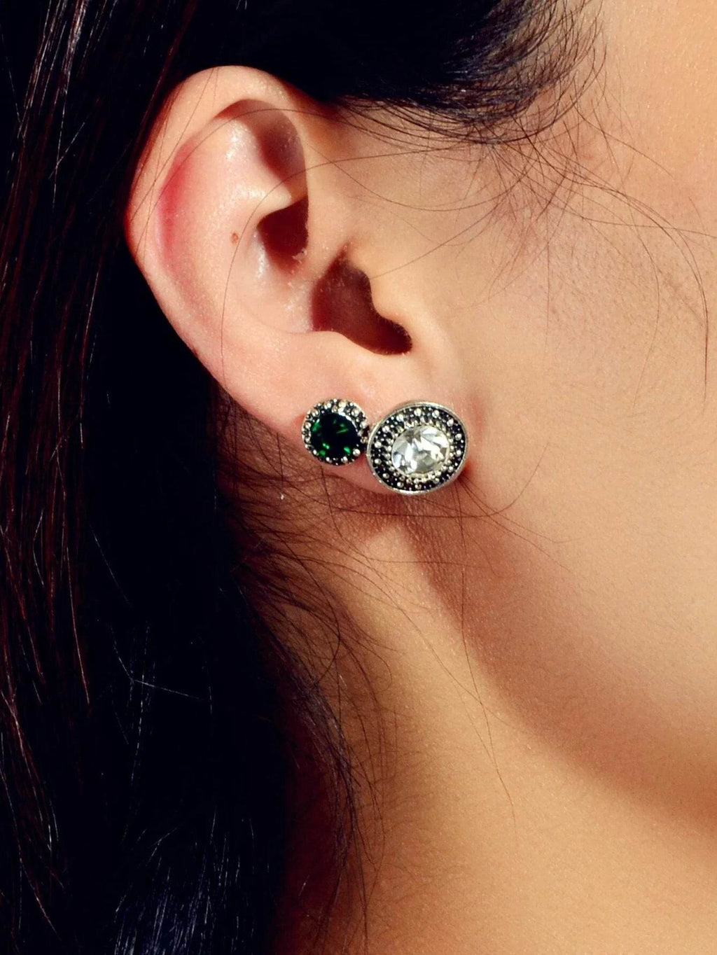 5 pairs Vintage Jewellery Shining Rhinestone Round Water Drop Stud Earrings Set - G-daat