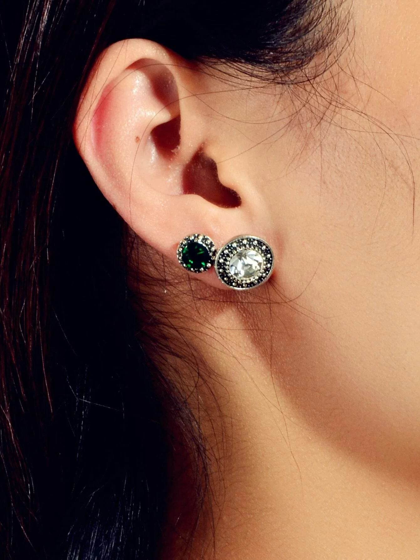 5 pairs Vintage Jewellery Shining Rhinestone Round Water Drop Stud Earrings Set - G-daat