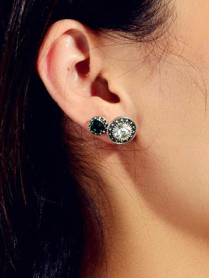 5 pairs Vintage Jewellery Shining Rhinestone Round Water Drop Stud Earrings Set - G-daat