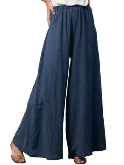 Women's Cotton And Linen Loose Wide-leg Pants Oversized Casual Trousers - G-daat