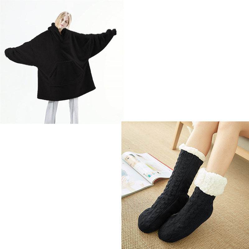 Oversized Hoodie Blanket - Comfortable Wearable Fleece with Big Pocket - G-daat