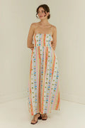 High-waisted Cotton-linen Printed Camisole Casual Fashionable Dress