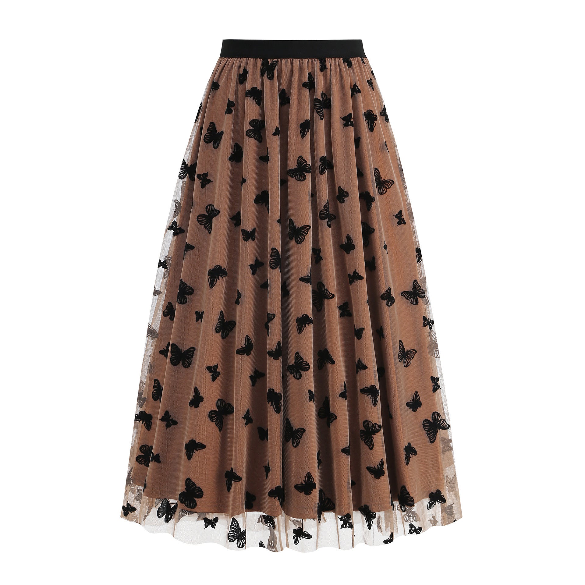 Fashion High Waist Mesh Big Hem Skirt Women