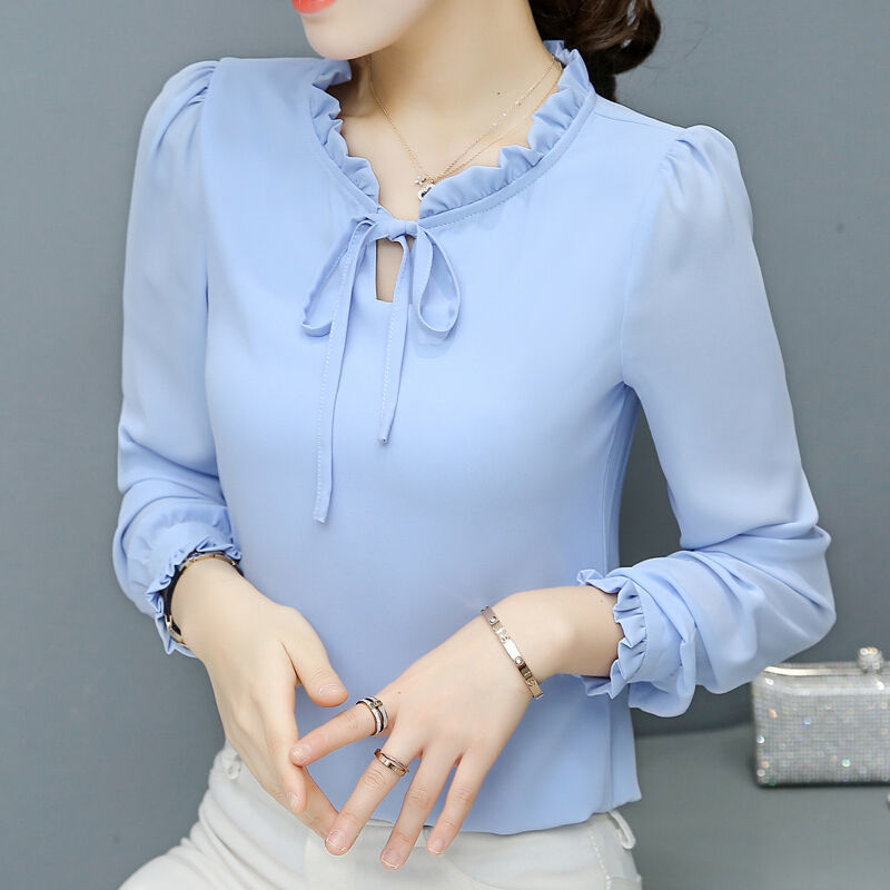 Loose Plus Size Bow Chiffon Shirt Women's Clothing