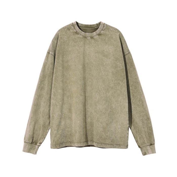 American Retro Double Yarn Cotton Worn Looking Washed-out T-shirt Top - G-daat