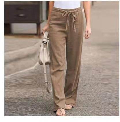 Cotton Linen Casual Pants - Women's Solid Color Trousers - G-daat