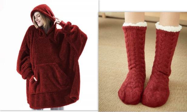 Oversized Hoodie Blanket - Comfortable Wearable Fleece with Big Pocket - G-daat