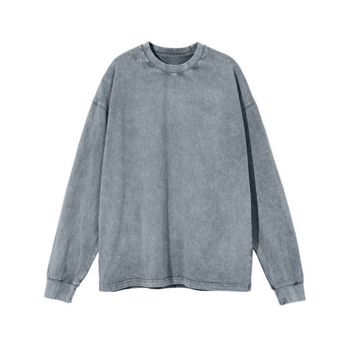 American Retro Double Yarn Cotton Worn Looking Washed-out T-shirt Top - G-daat