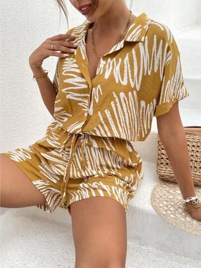 New Loose Casual And Comfortable Women's Short-sleeved Shorts Shirt Two-piece Set