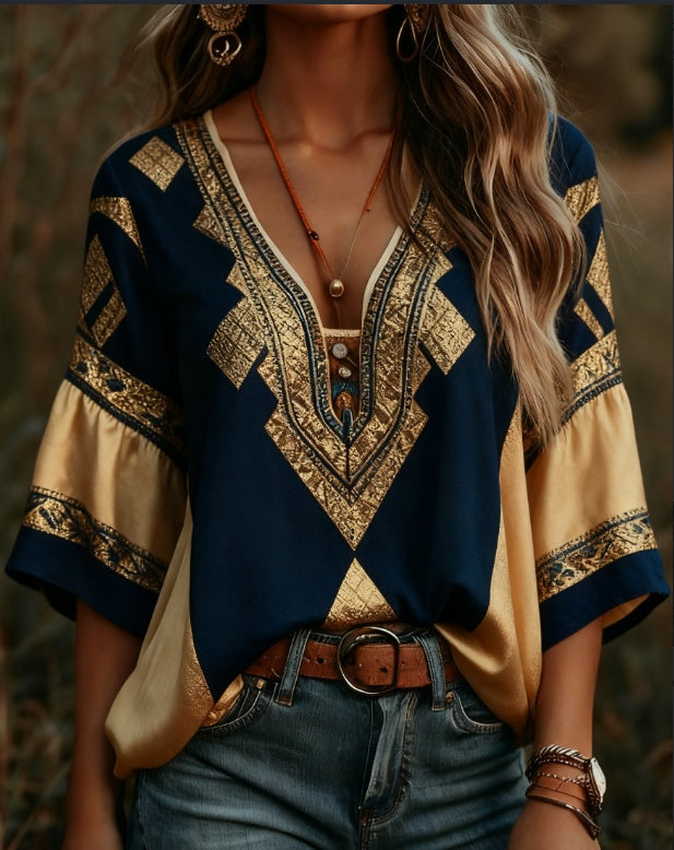 Women's Bohemian Retro Floral T-Shirt