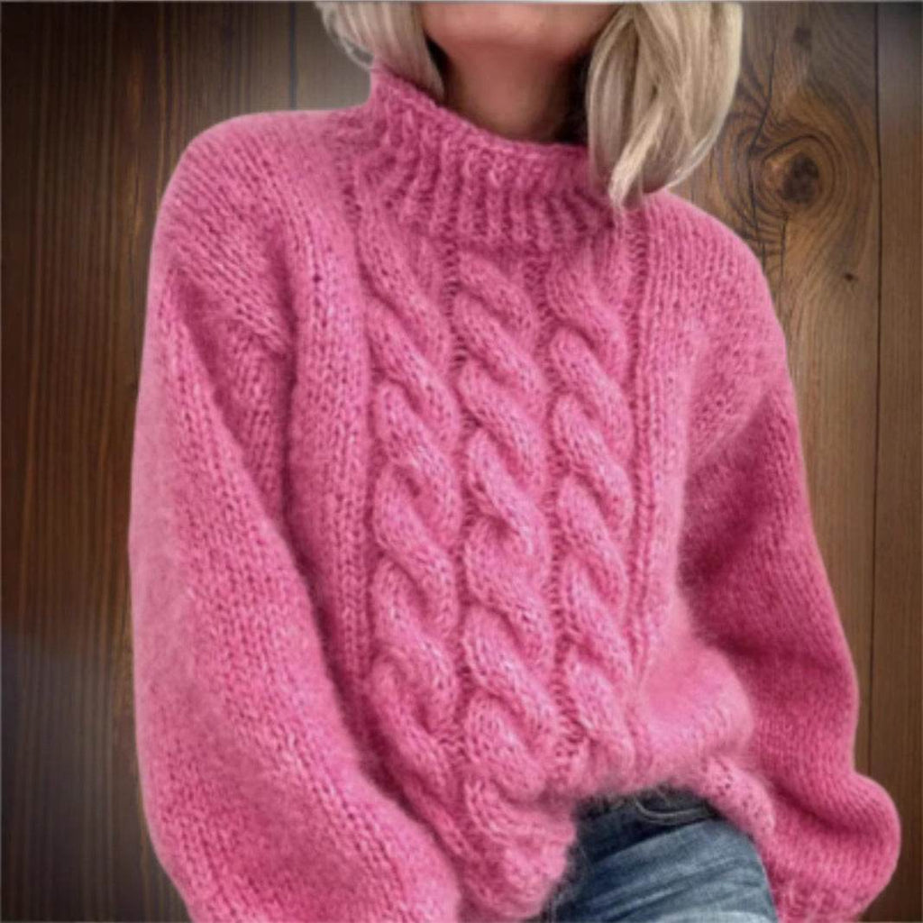 European And American Women's Turtleneck Pullover Thick Needle Brocade Sweater - G-daat