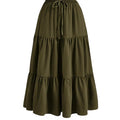 European And American Solid Color Stitching Ruffle Elastic Pocket Skirt