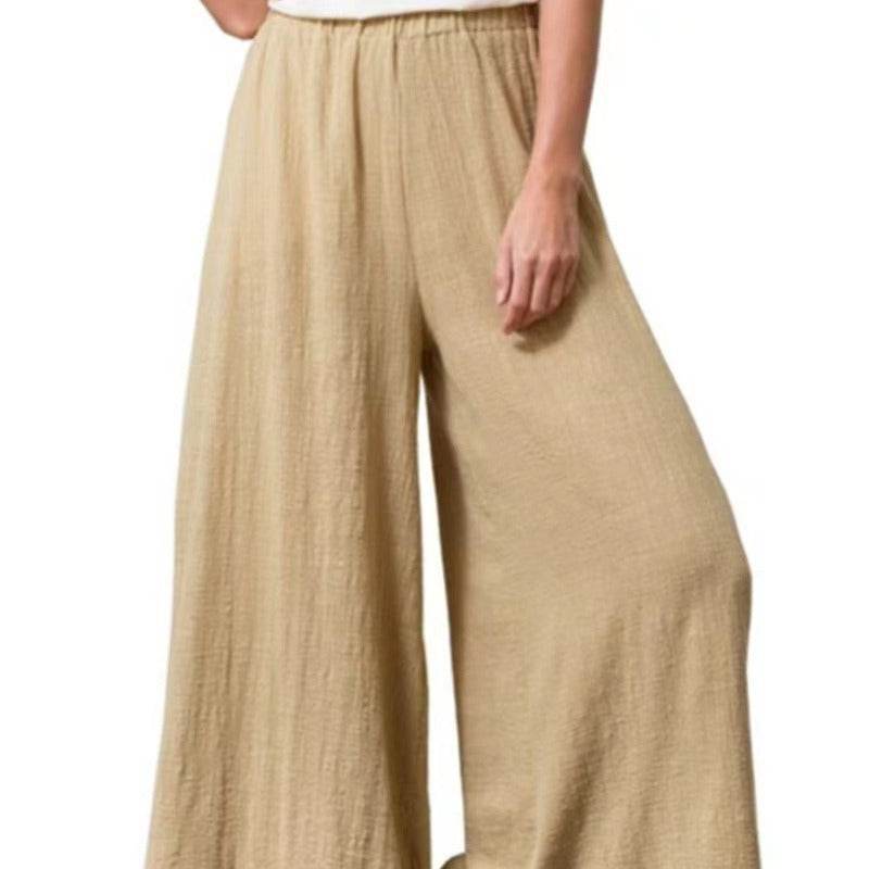 Women's Cotton And Linen Loose Wide-leg Pants Oversized Casual Trousers - G-daat