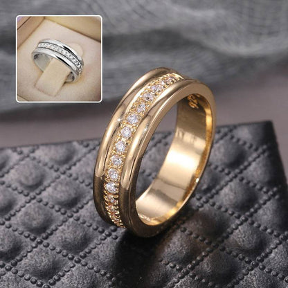 Simple Golden Sliver Rhinestones Ring Copper Plated RIngs Fashion Jewellery - G-daat