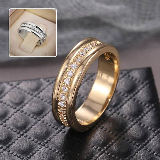 Simple Golden Sliver Rhinestones Ring Copper Plated RIngs Fashion Jewellery - G-daat