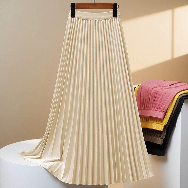 Women's Solid Color Fashion Pleated High Waist Pleated Skirt - G-daat