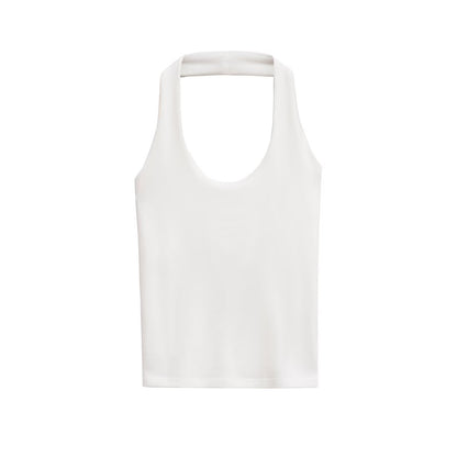 Fashion Hanging Collar Slim Fit Backless All-matching Top