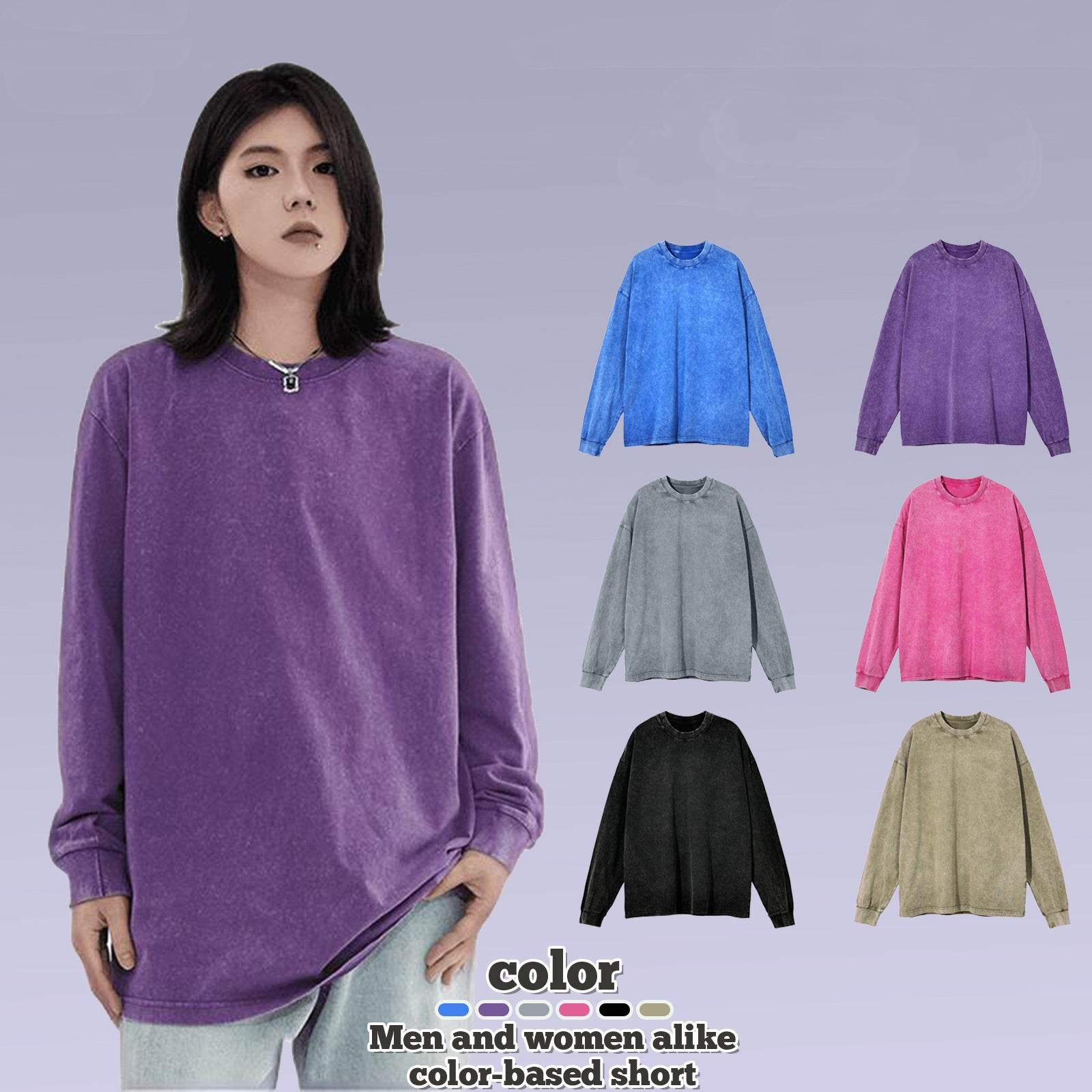 American Retro Double Yarn Cotton Worn Looking Washed-out T-shirt Top - G-daat