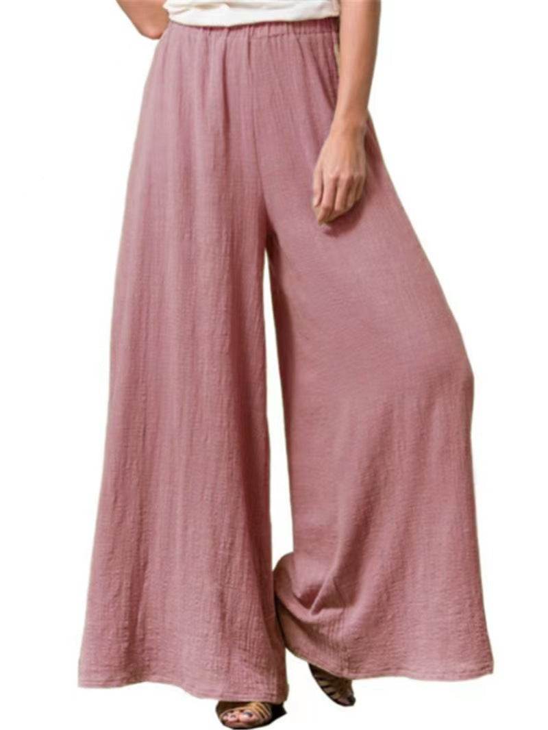 Women's Cotton And Linen Loose Wide-leg Pants Oversized Casual Trousers - G-daat