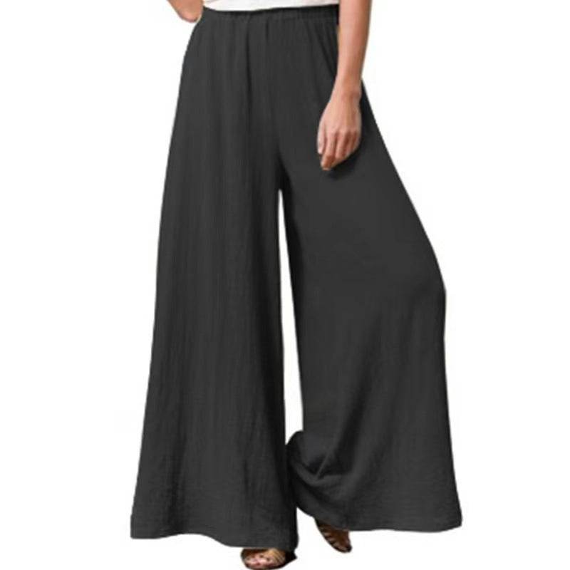 Women's Cotton And Linen Loose Wide-leg Pants Oversized Casual Trousers - G-daat