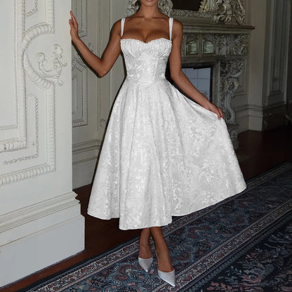 Light Luxury Dress With Suspenders Banquet Skirt Mid-length