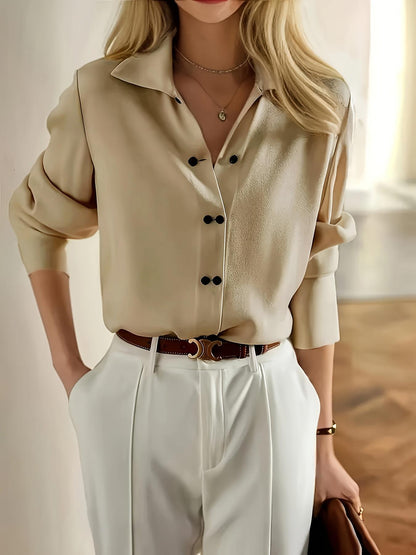 Pleated Elegant Long Sleeve Top Women