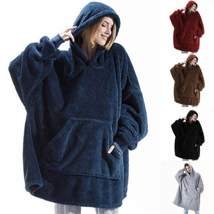 Oversized Hoodie Blanket - Comfortable Wearable Fleece with Big Pocket - G-daat