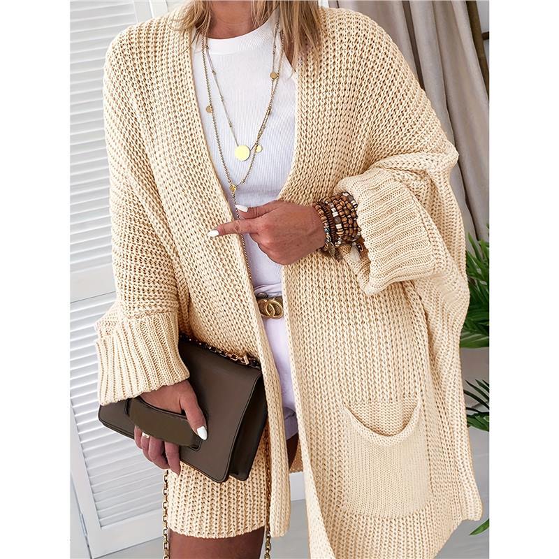 Front Cardigan Folding Batwing Sleeve Cardigan Oversized Knitted Sweater Coat