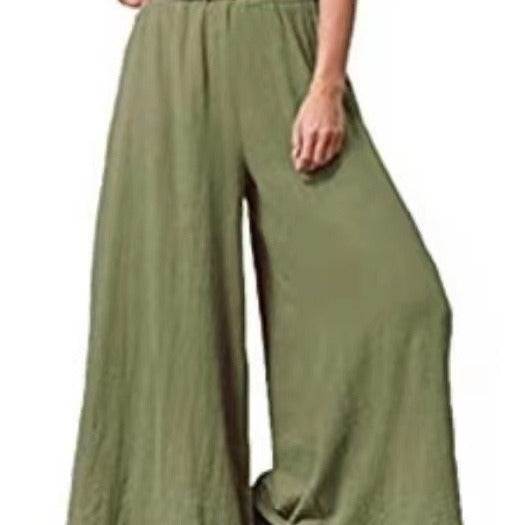 Women's Cotton And Linen Loose Wide-leg Pants Oversized Casual Trousers - G-daat
