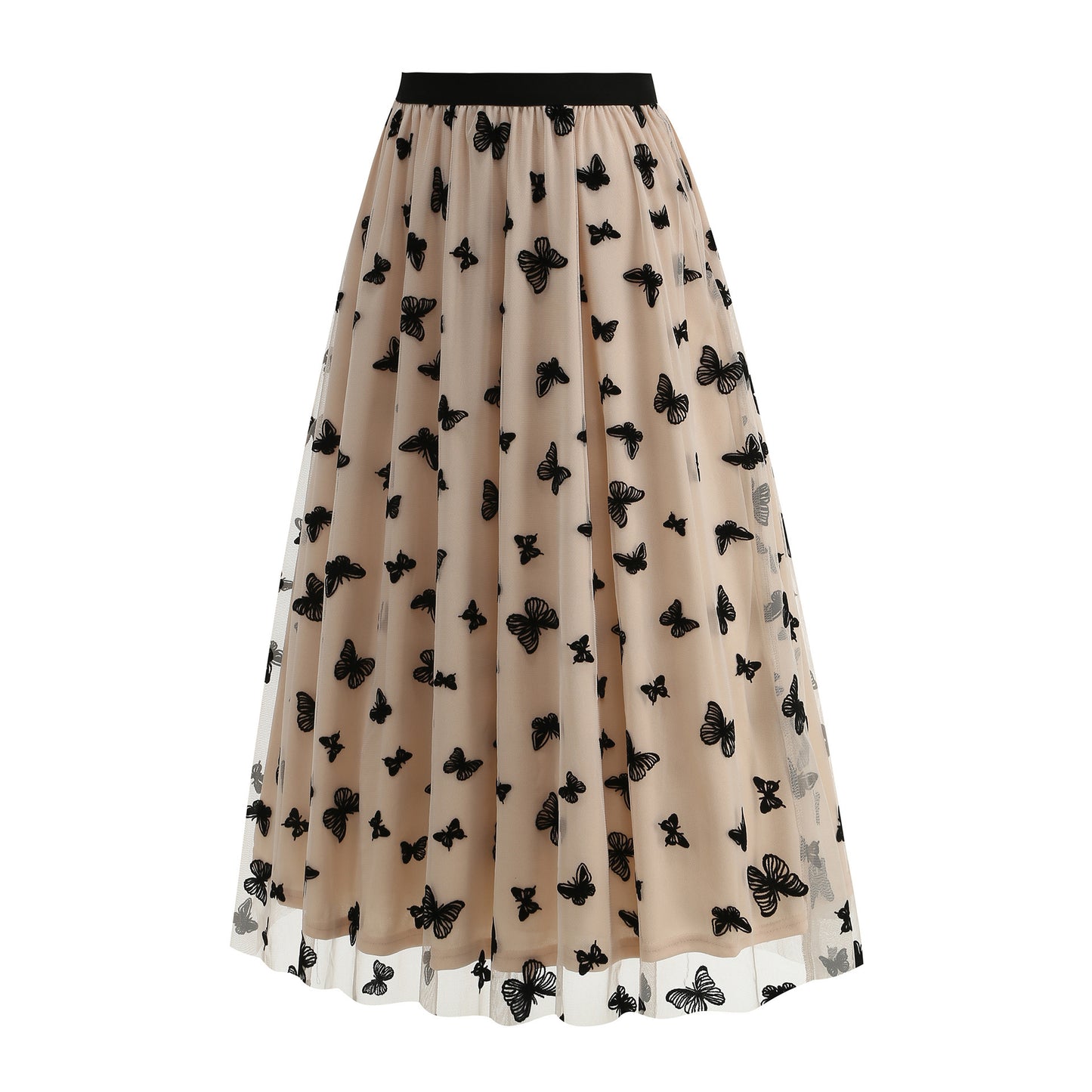 Fashion High Waist Mesh Big Hem Skirt Women